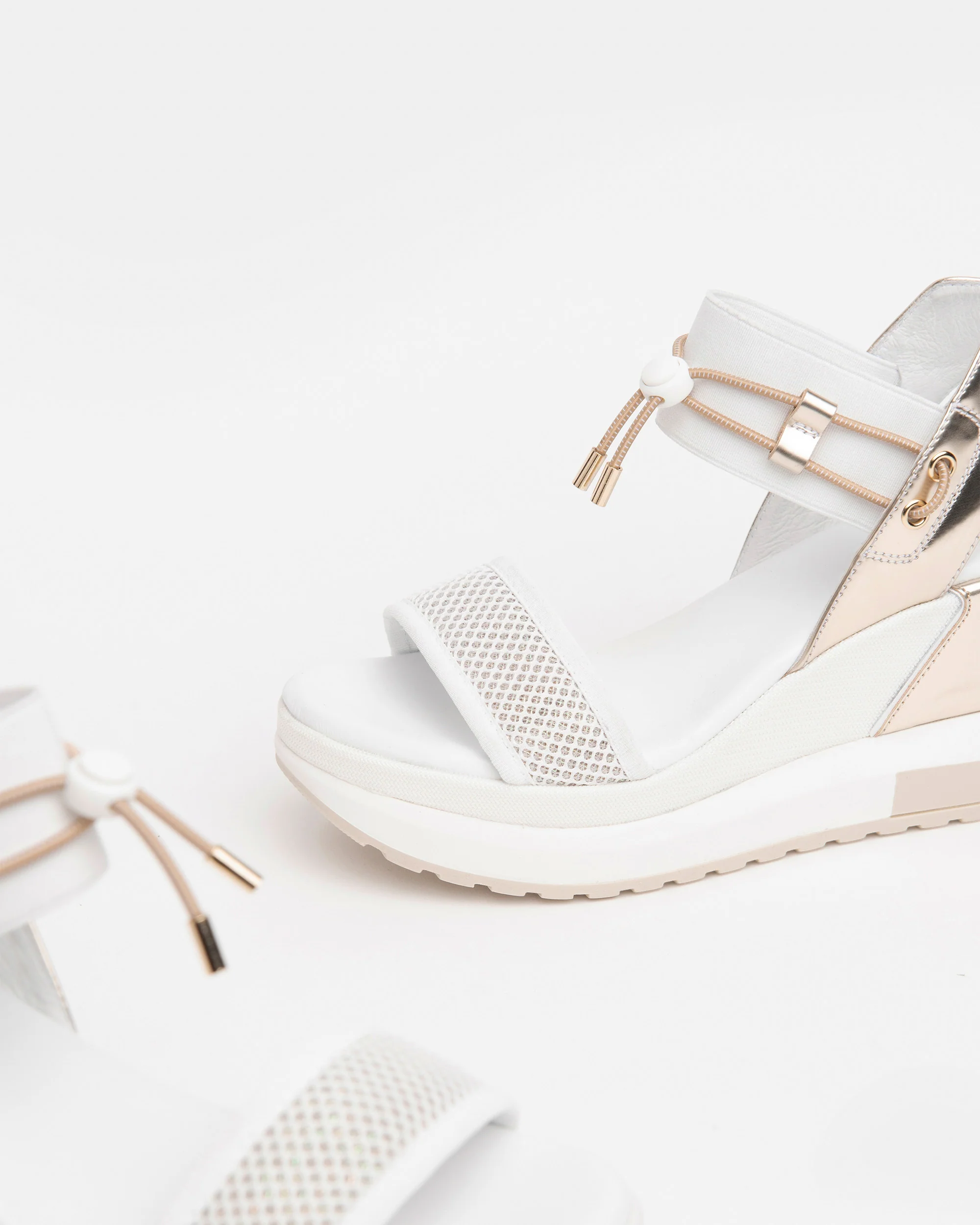 Women’s Leather and Canvas Sandals - Image 3