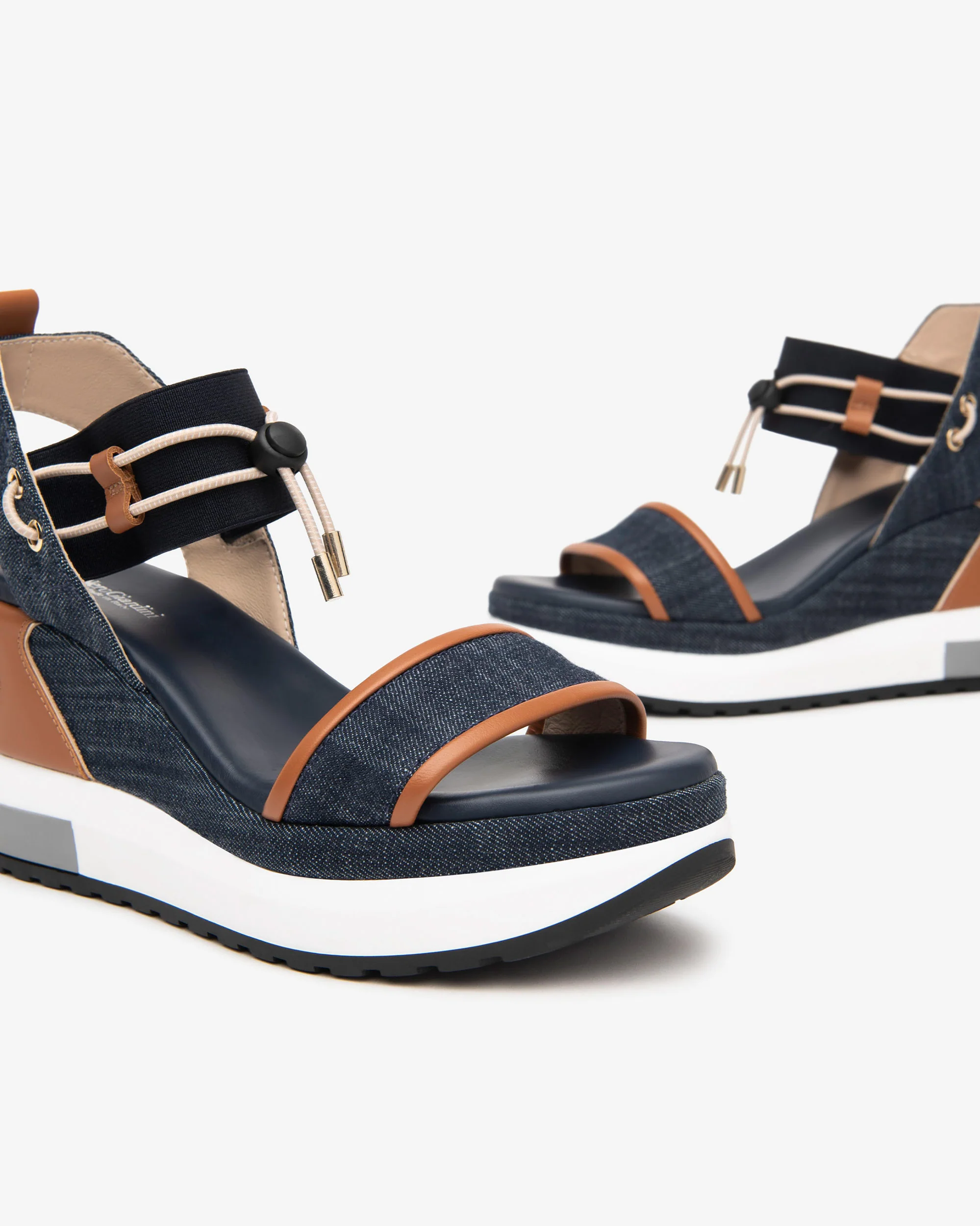 Women’s Leather and Fabric Sandals - Image 3