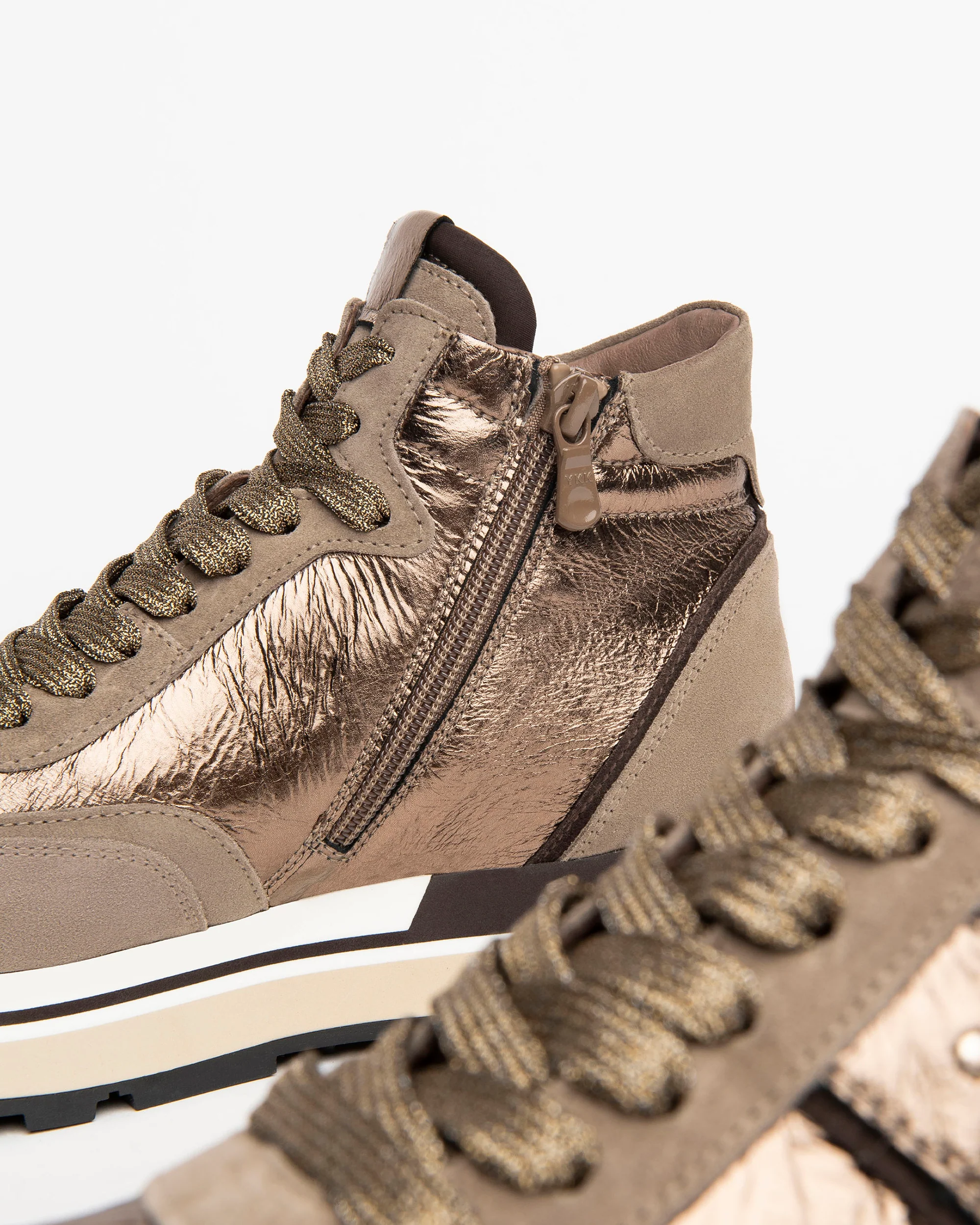 Women’s High Top Leather and Suede Sneakers - Image 3