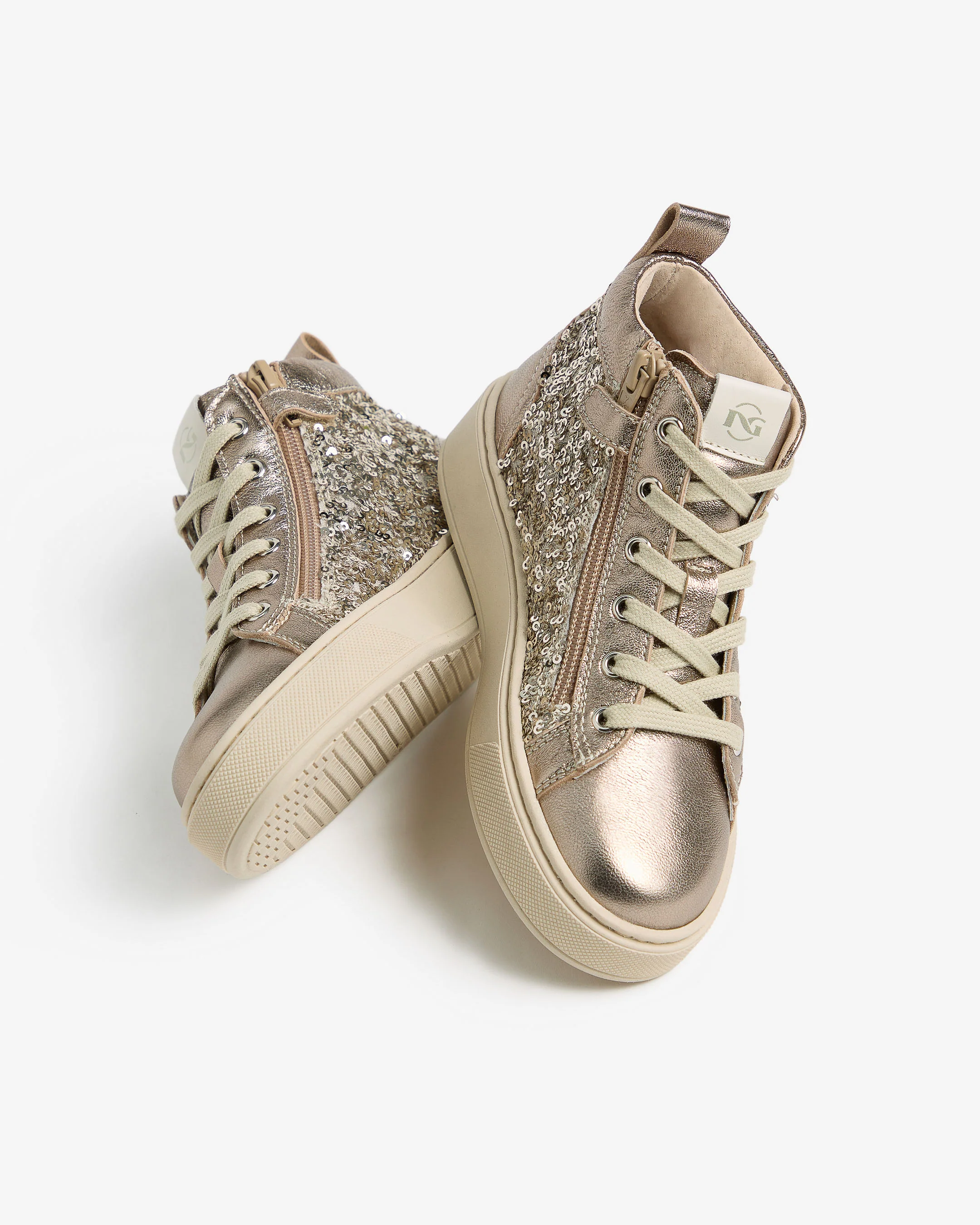 Teen Girls’ Leather and Fabric Sneakers - Image 2